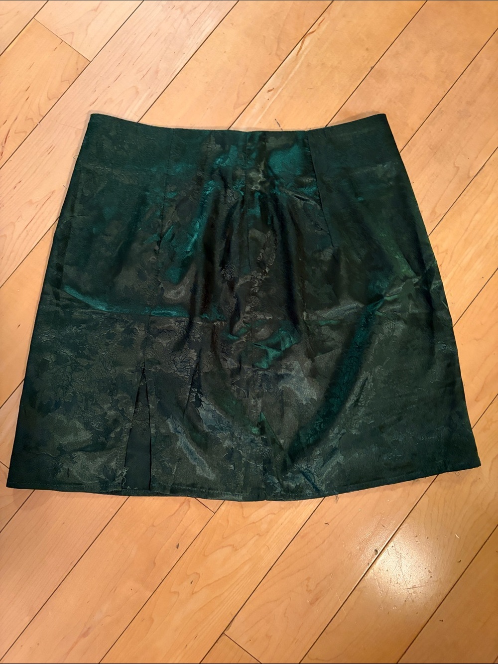Elegant Green Brocade A-Line Skirt